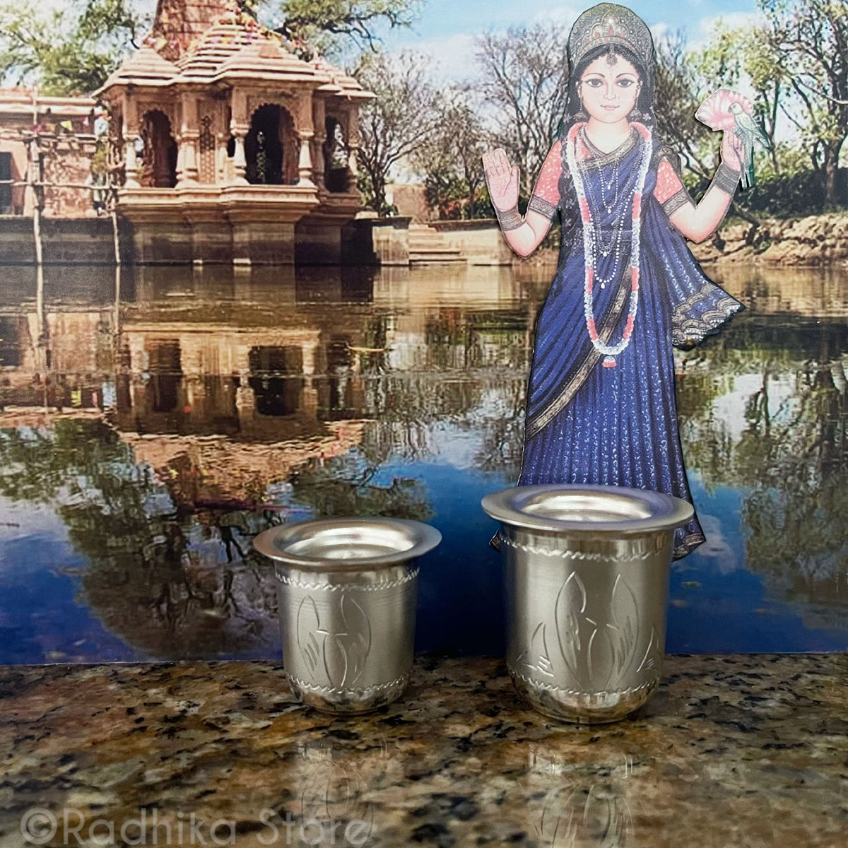 Silver Deity Water Cups  Dolphin Splash Design - Best Quality