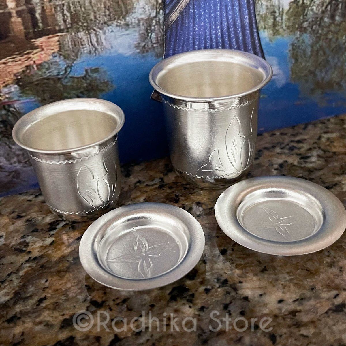Silver Deity Water Cups  Dolphin Splash Design - Best Quality