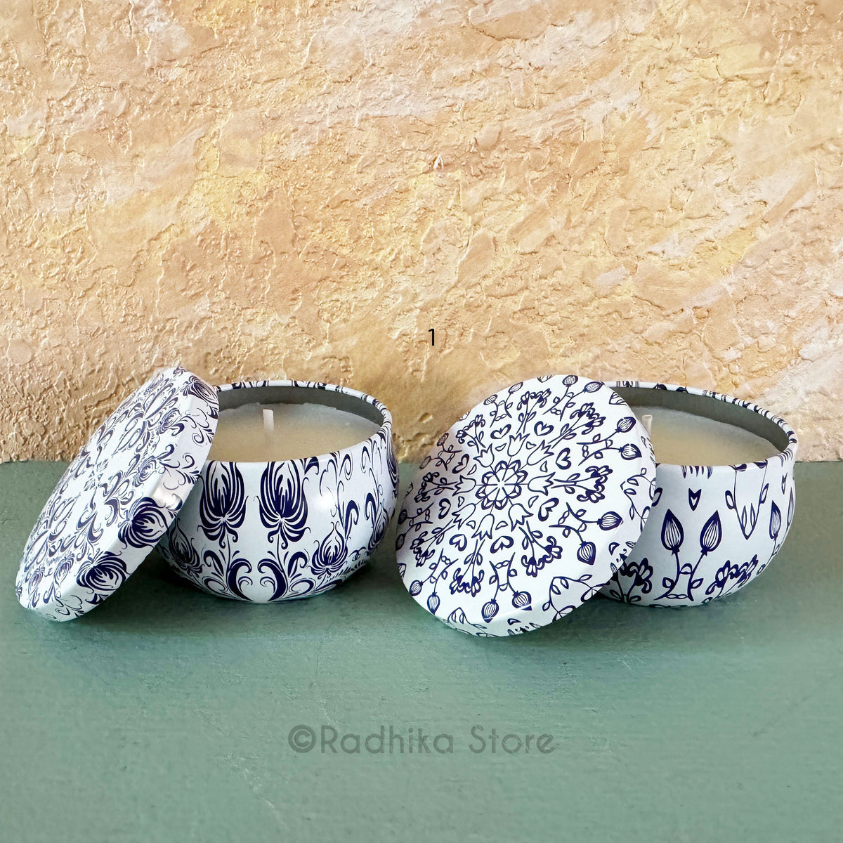 Decorative Miniature Soy Candle Tins With Lids - Set of 8 - Set B