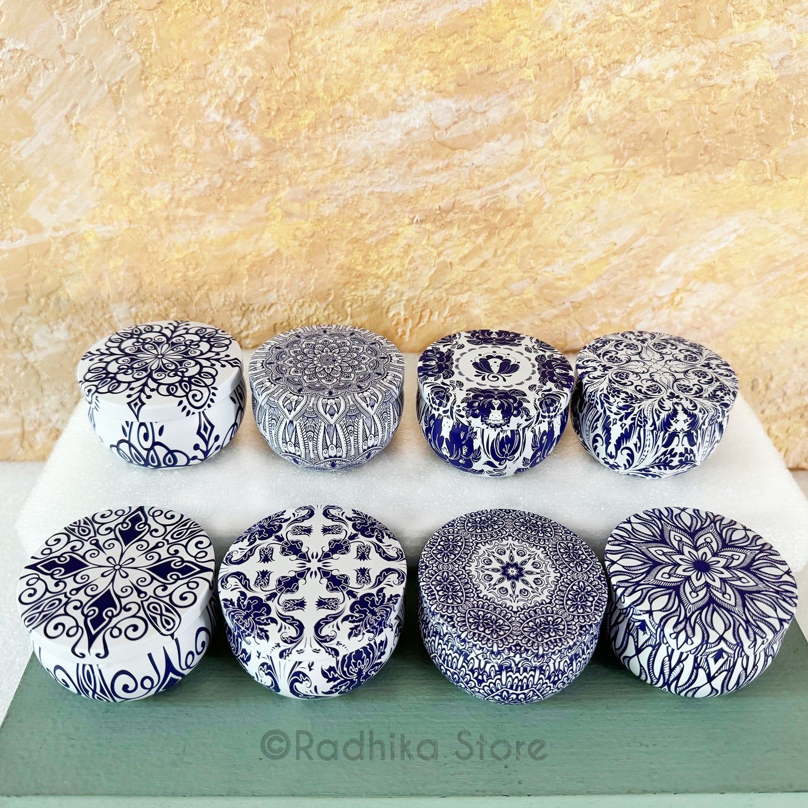 Decorative Miniature Soy Candle Tins With Lids - Set of 8 - Set A