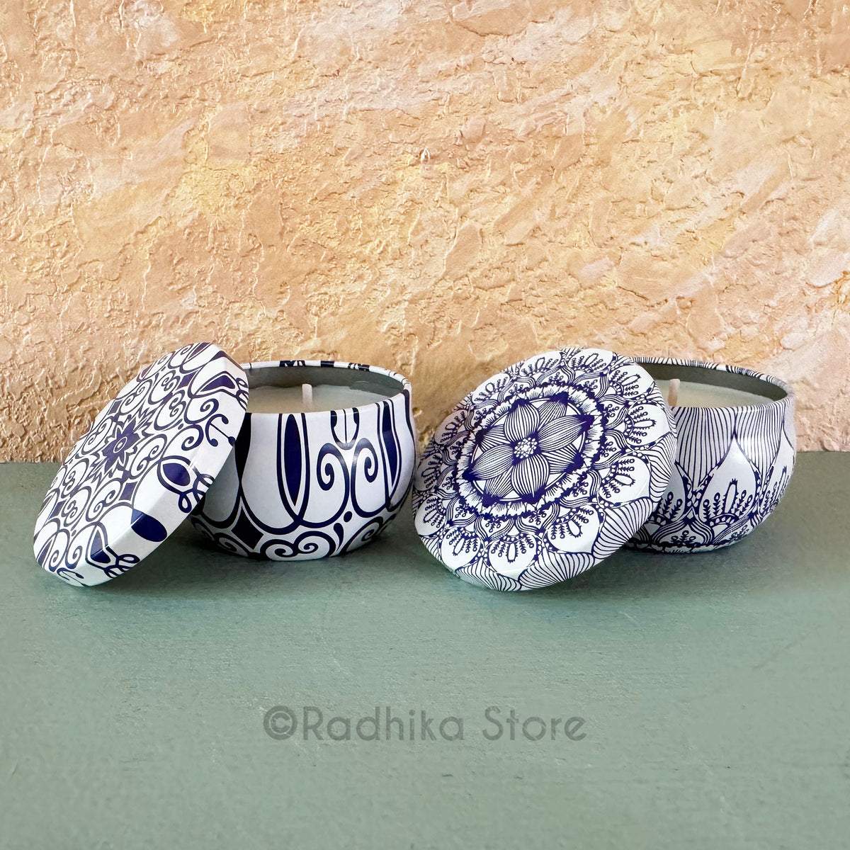 Decorative Miniature Soy Candle Tins With Lids - Set of 8 - Set B