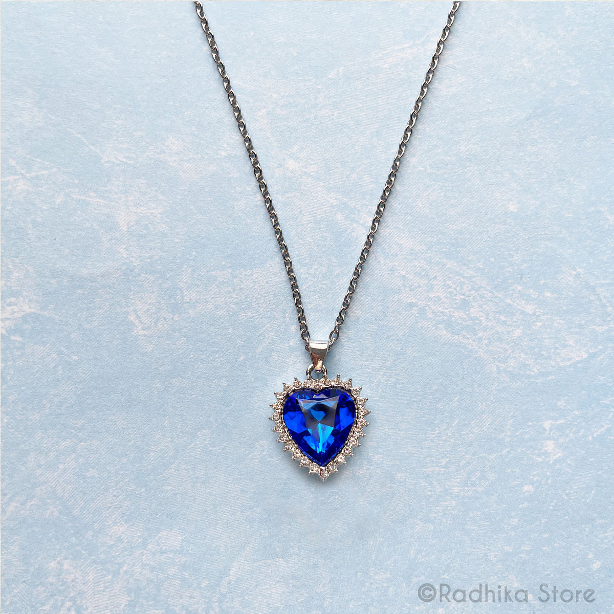 True Blue Heart-Crystal Necklace/ Pendant