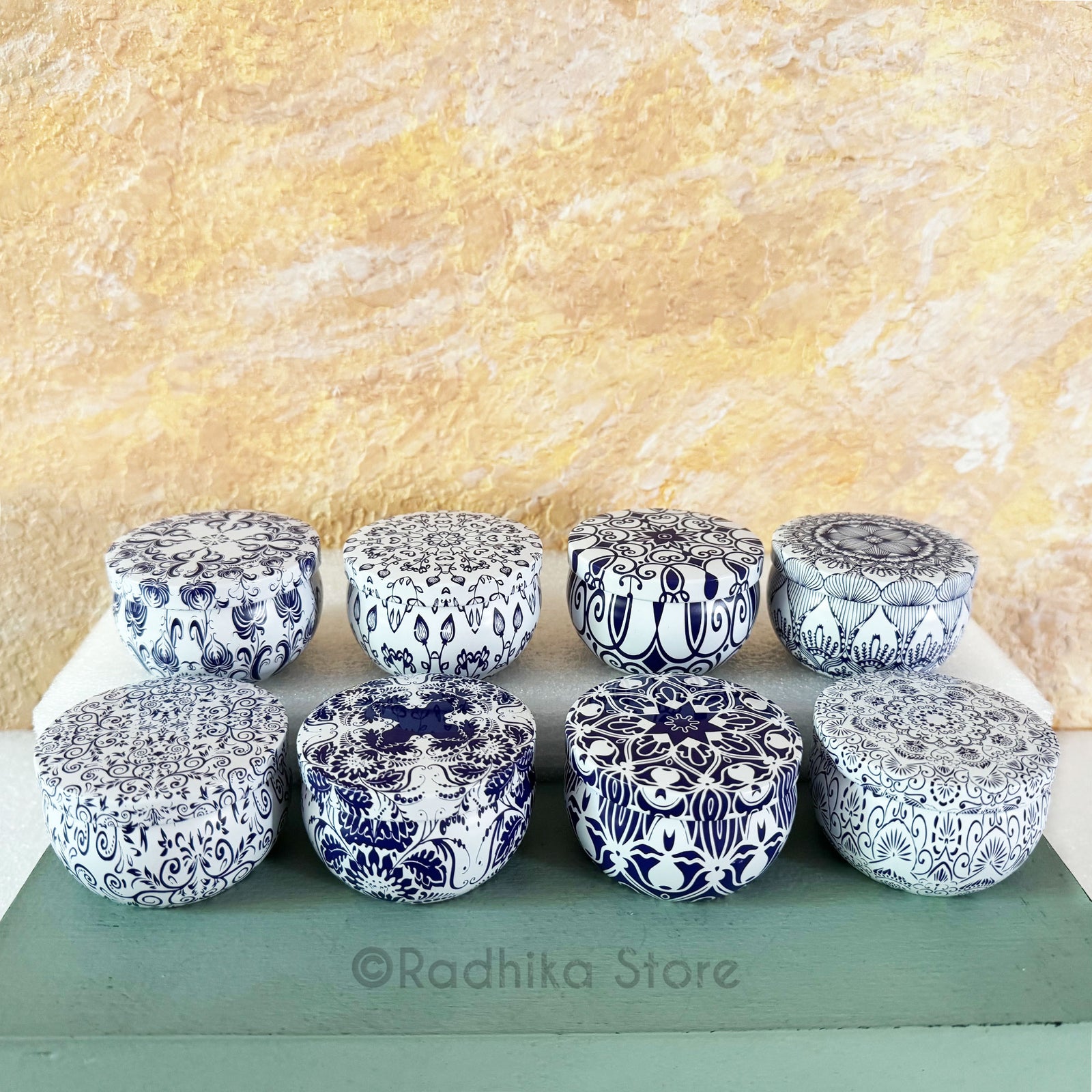 Decorative Miniature Soy Candle Tins With Lids - Set of 8 - Set B