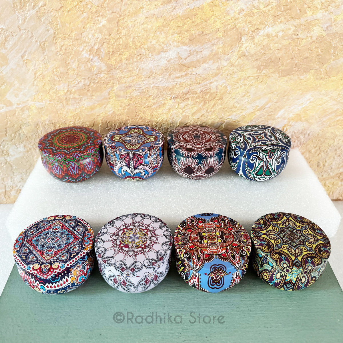 Decorative Miniature Soy Candle Tins With Lids - Set of 8 - Set D