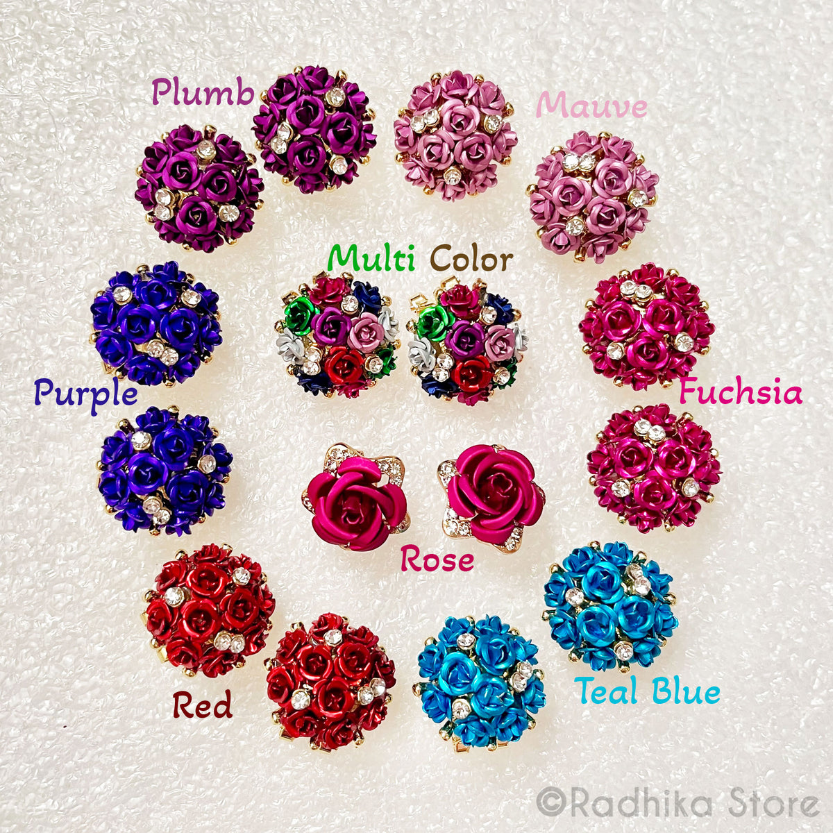 Mini Rose Bouquet- Metalic Earrings