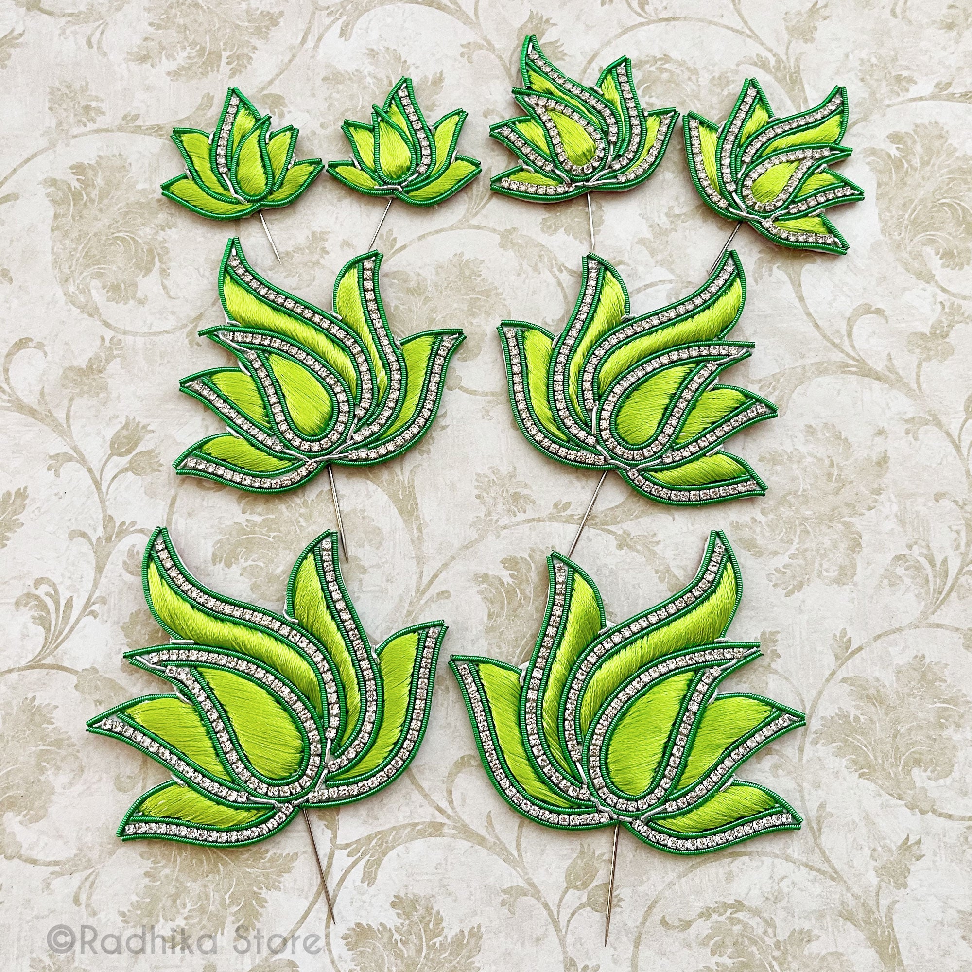 Green Lotus - Embroidery Turban Pins Set of 2