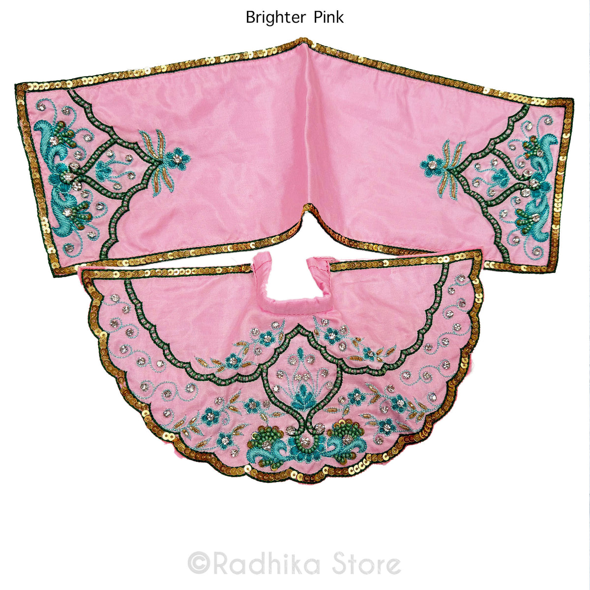 Jawat - Love in Separation - Pink and Teal Green - Silk - Radha Krishna Deity Outfit