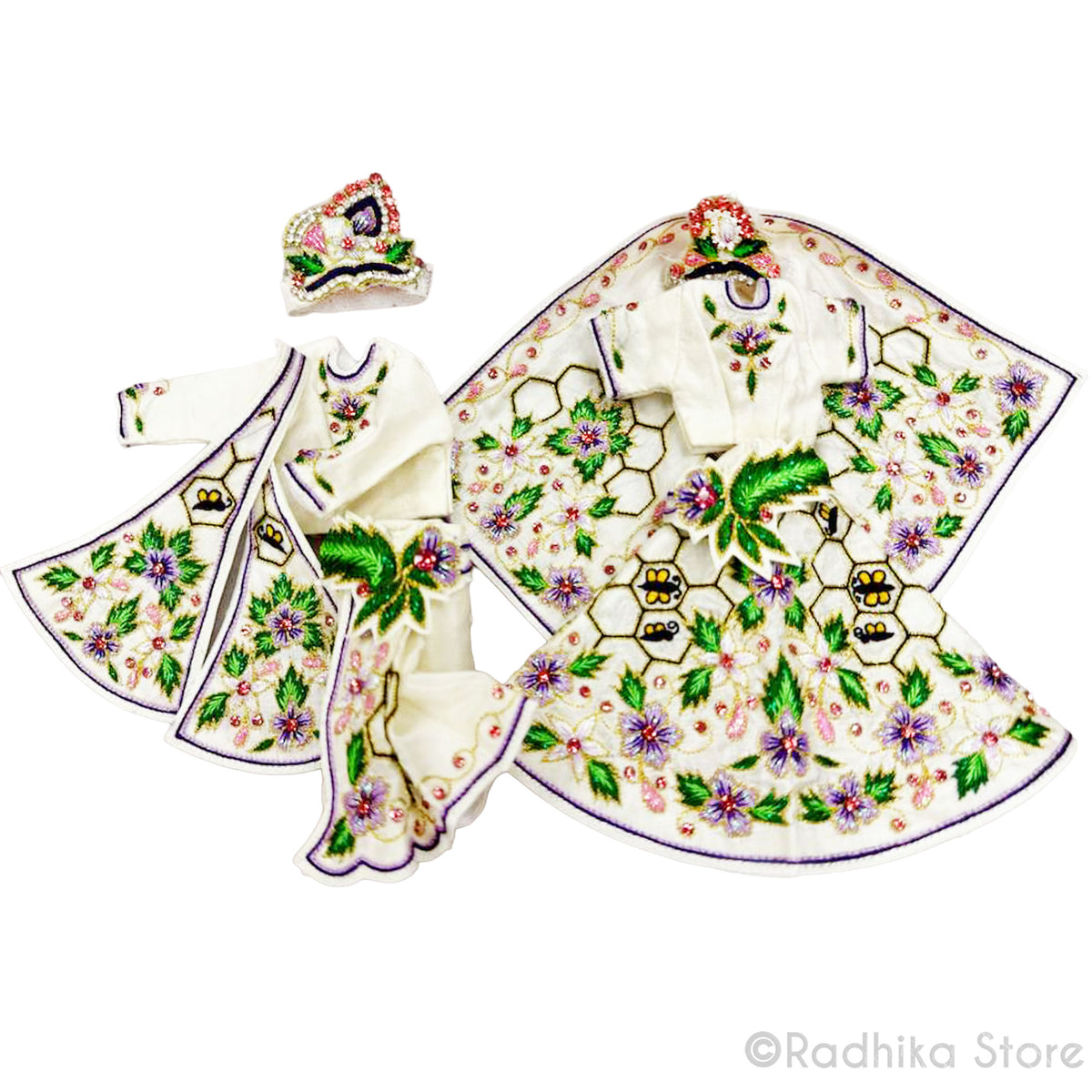 On Order For Sizes over 5 inch dhoti- Must Order Now - Nectar Bees - Cream Silk - Radha Krishna Deity Outfit