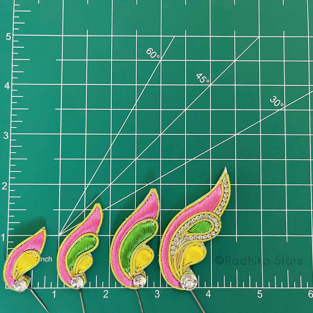 Butterfly - Red and Pink - Embroidery Turban Pins Set of 2