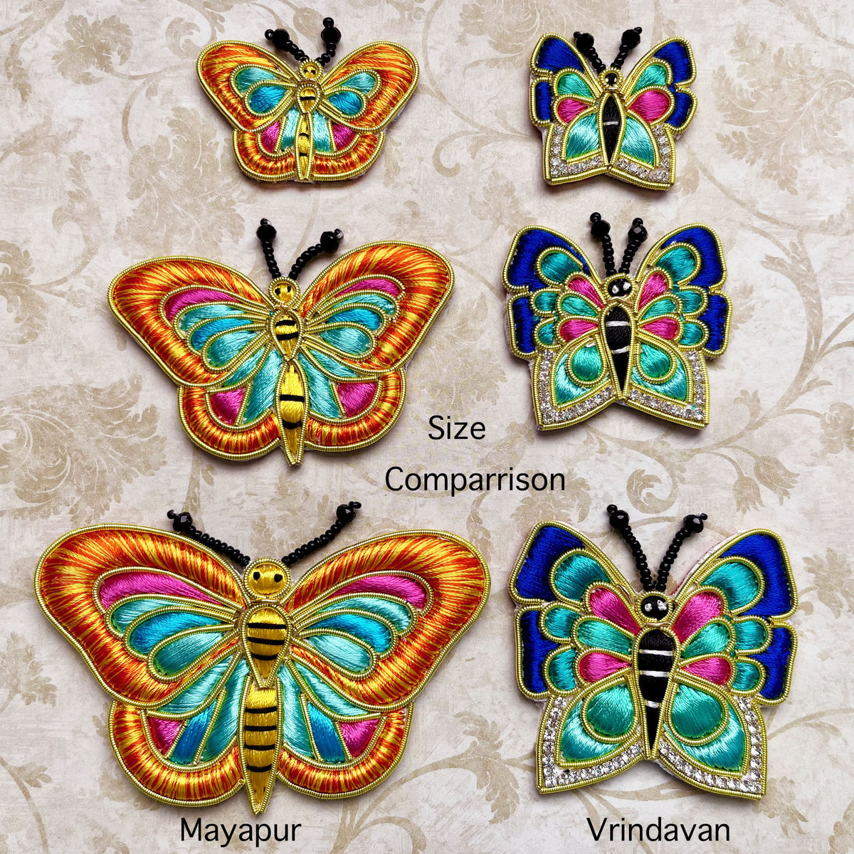 Vrindavan Butterflies - Blue Teal - Embroidery Turban Pins Set of 2