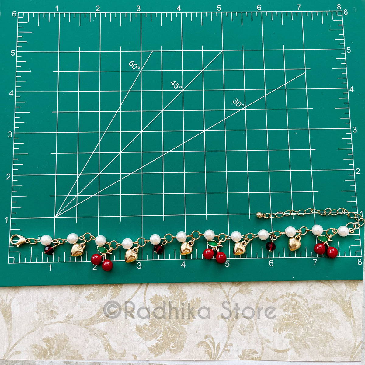 Red Cherry Hearts With Pearls- Deity Necklace