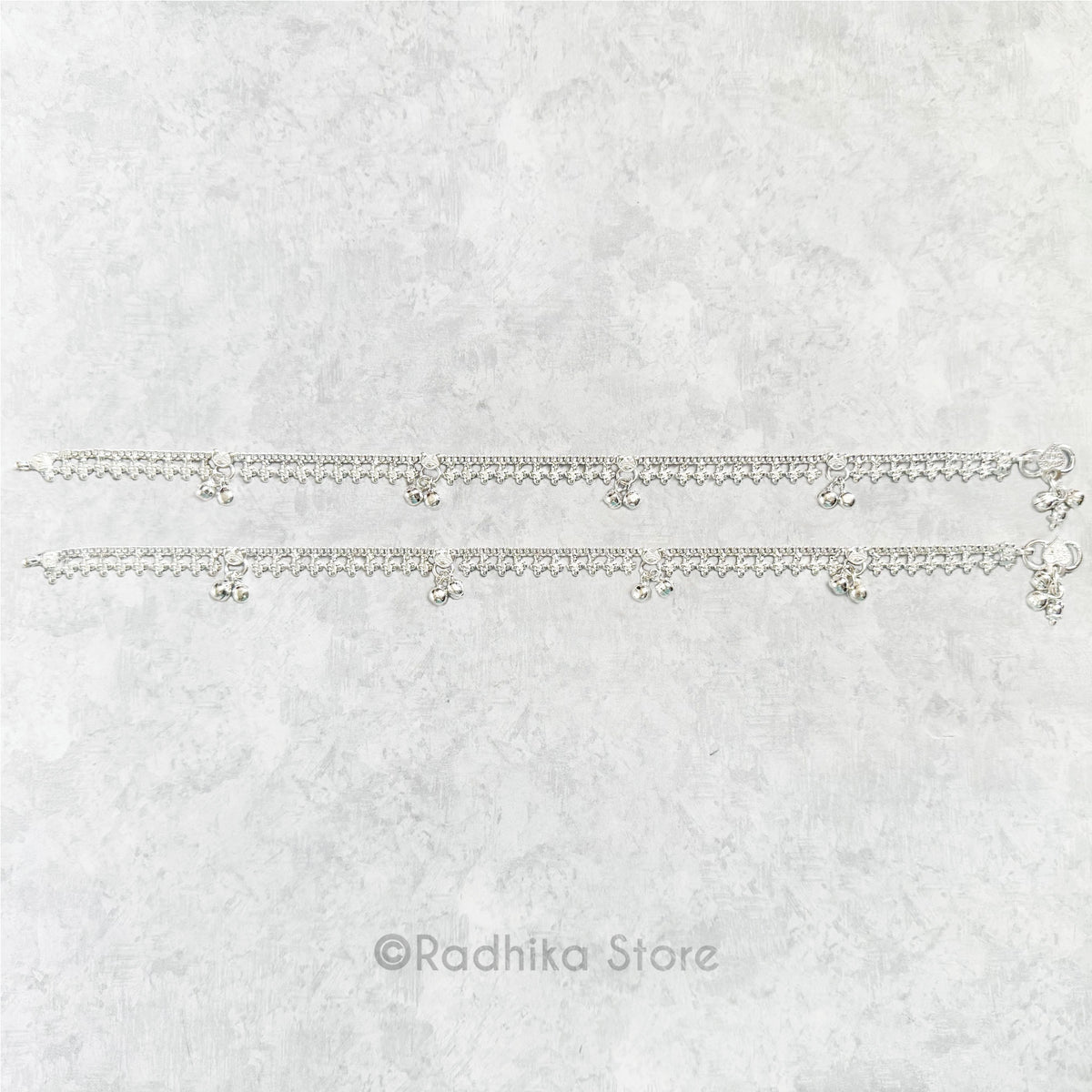 Chum Chum Vrindavan Flowers - Set of 2 - Silver Anklets