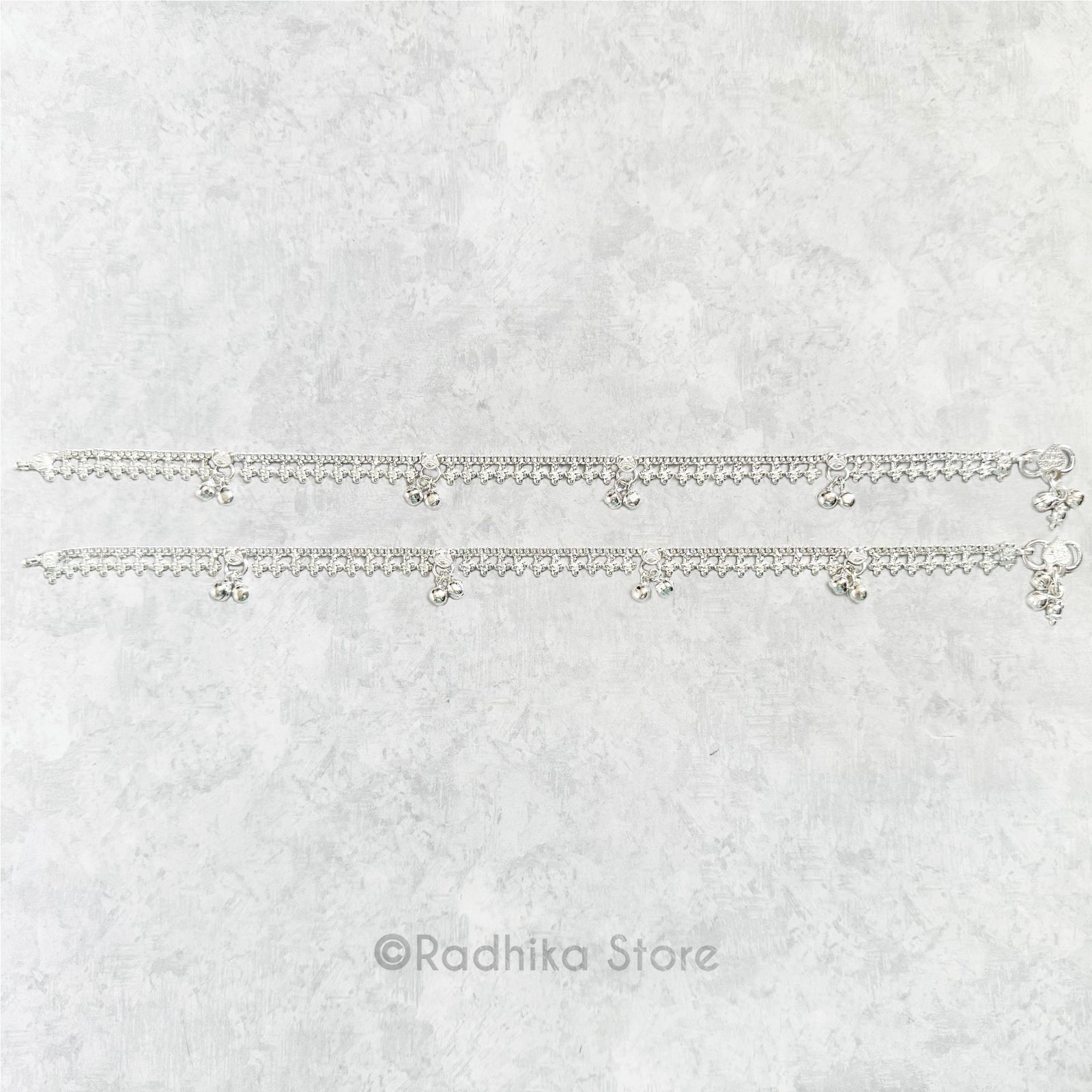Chum Chum Vrindavan Flowers - Set of 2 - Silver Anklets