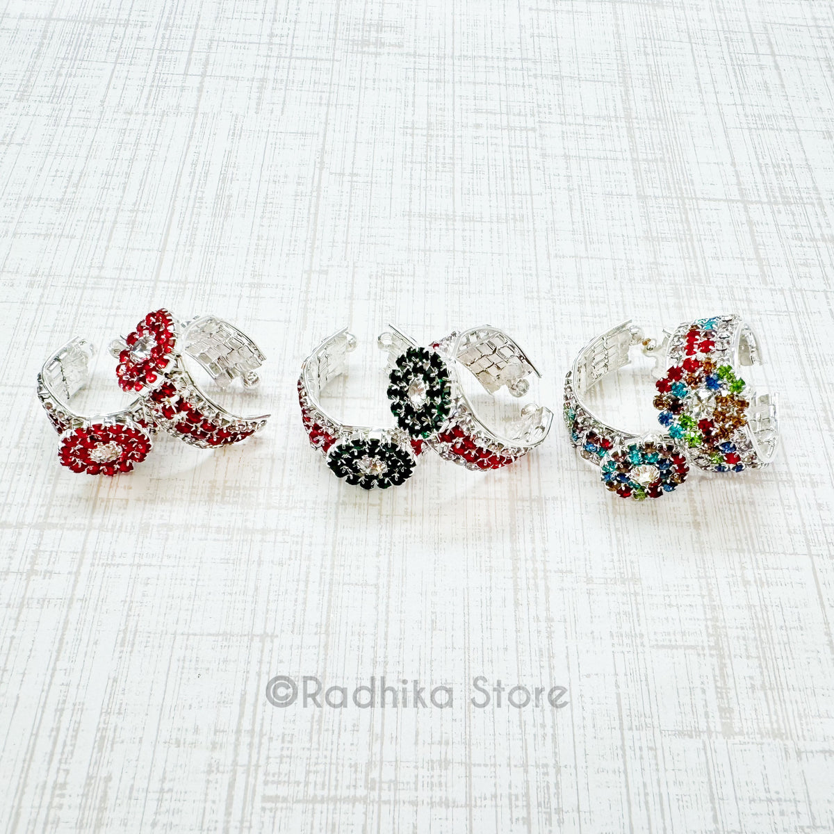 Circles of Love - Red, Green and Multi Colors - Armlets/Bangles - Set of 2