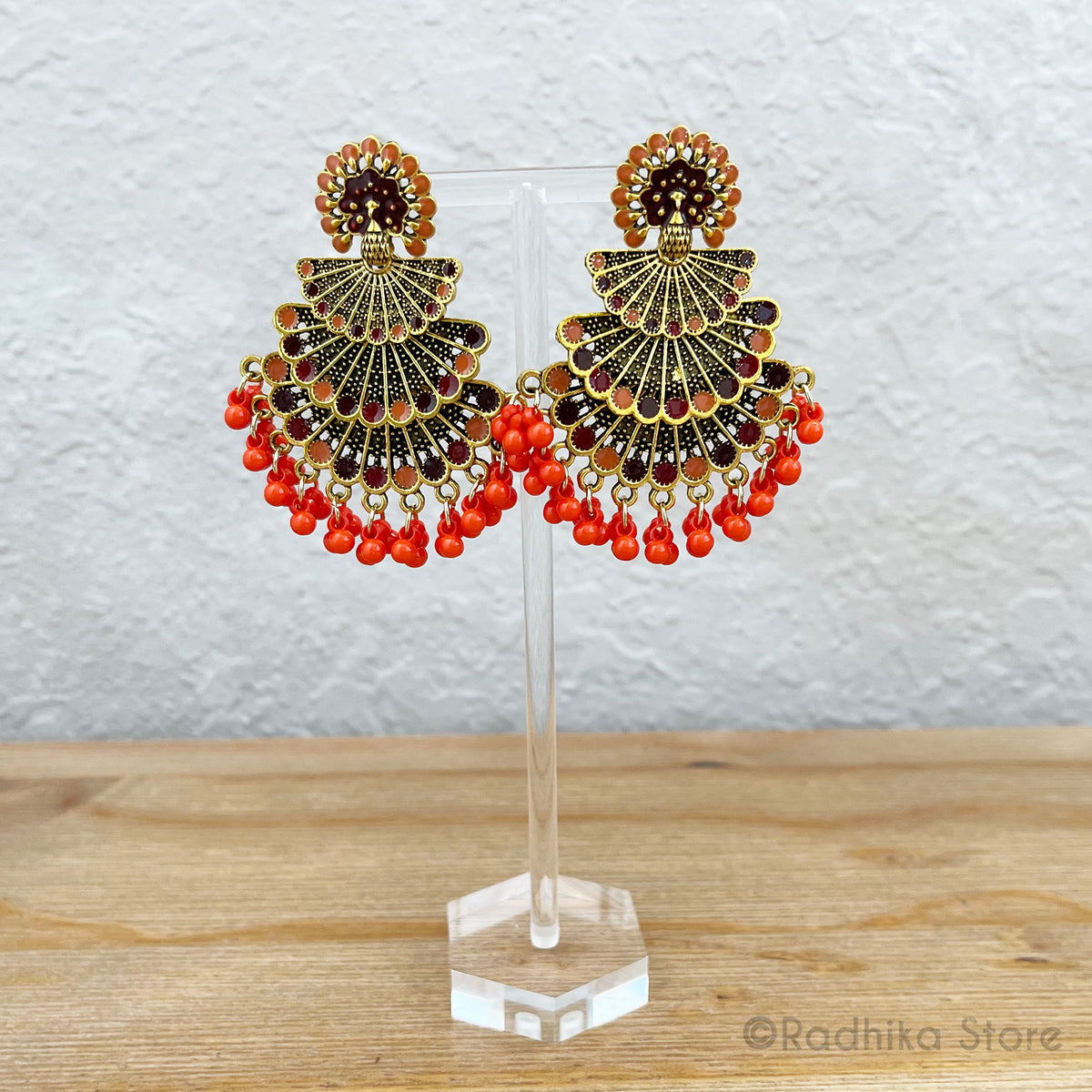 Dancing Peacocks Colorful Jhumka - Earrings