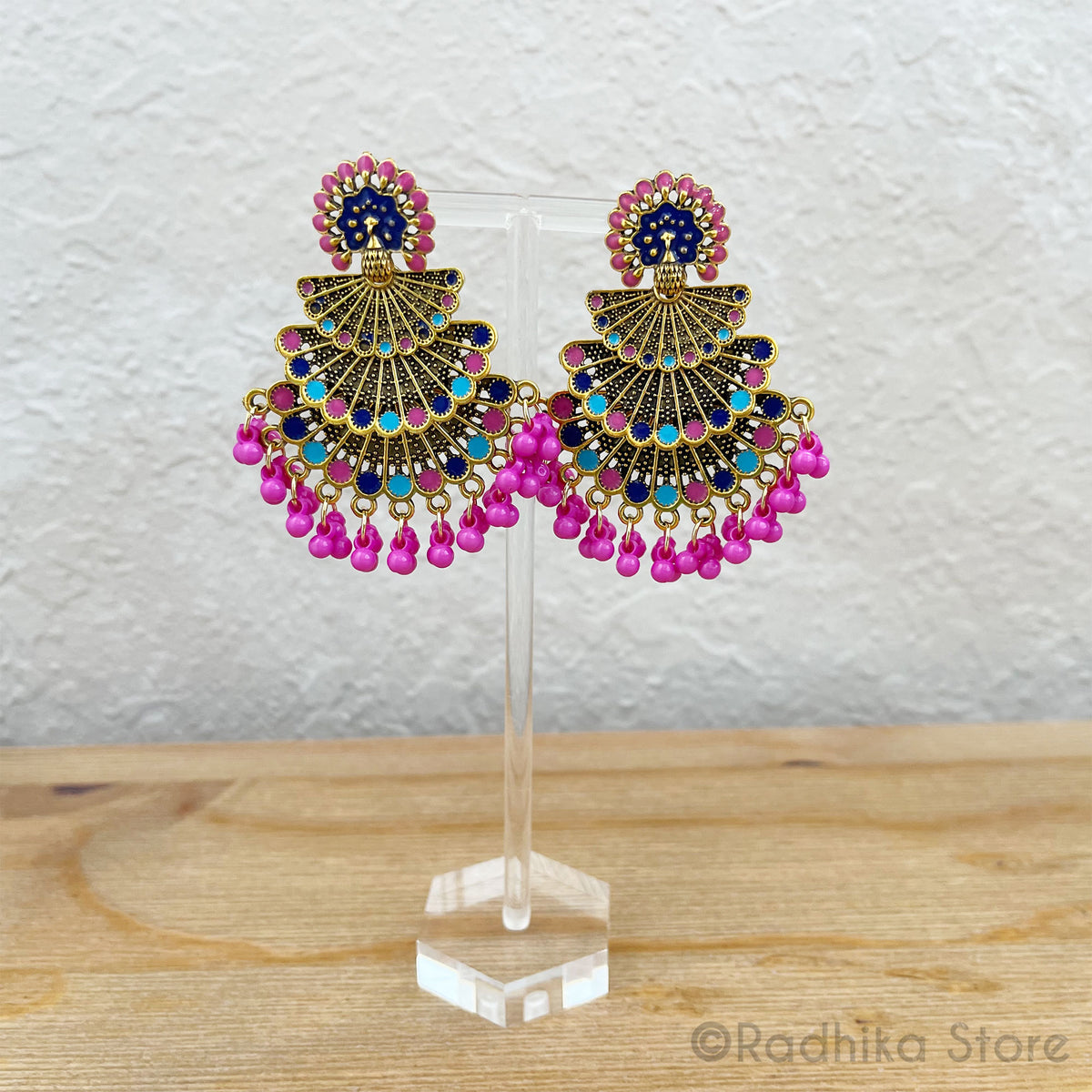 Dancing Peacocks Colorful Jhumka - Earrings