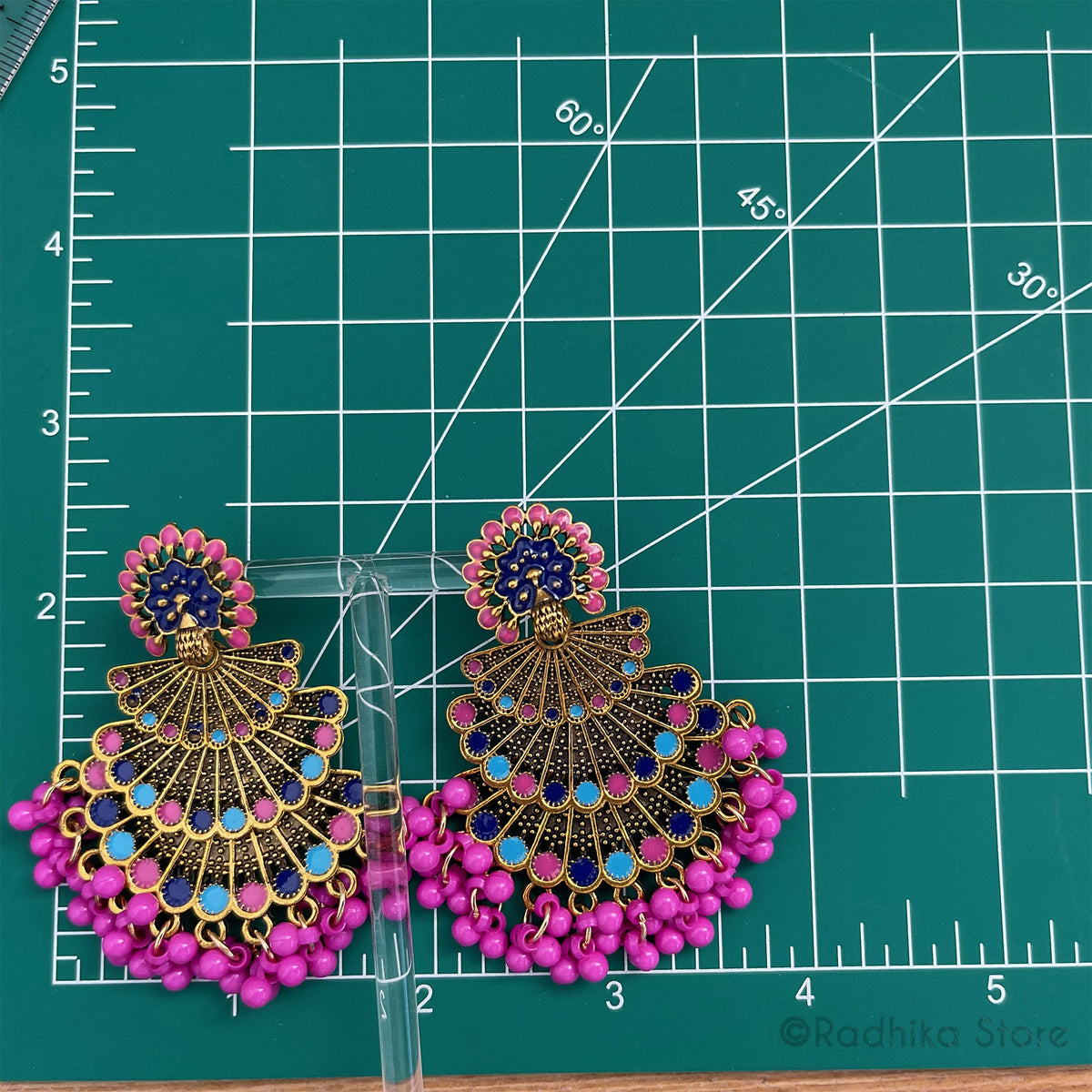 Dancing Peacocks Colorful Jhumka - Earrings