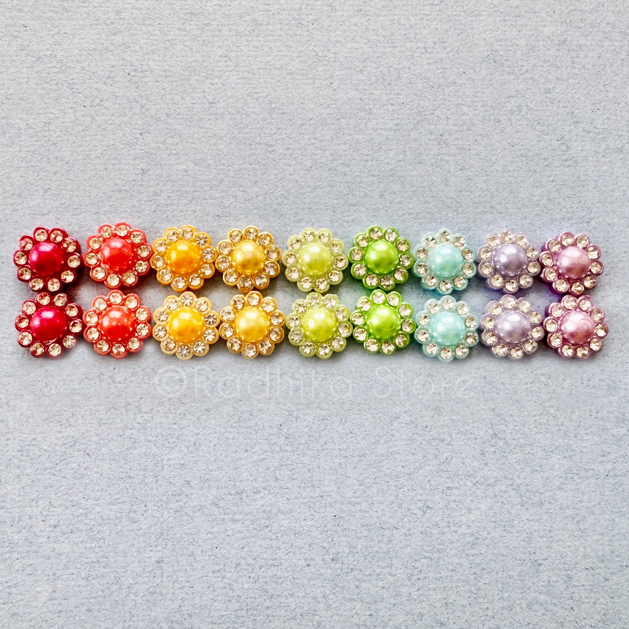 Colorful Flower Pearl Rhinestone Deity Earrings -