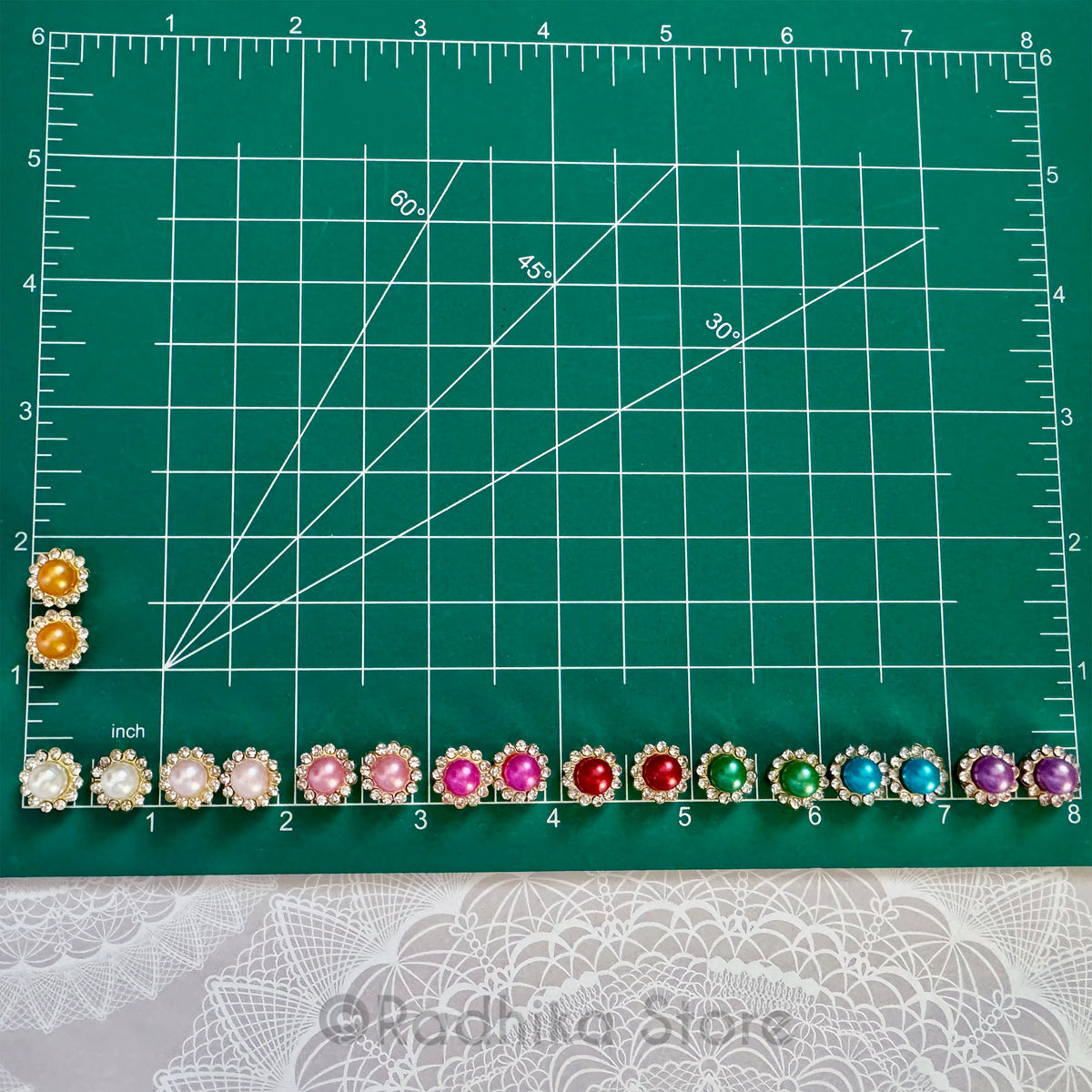 Round Pearl Rhinestone Earrings - 1/2 Inch