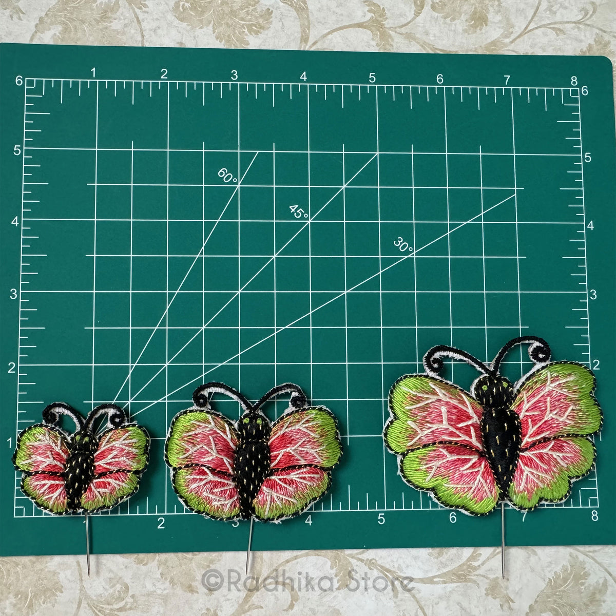 Butterflies - Gauranga Gold with Maroon - Embroidery Turban Pins Set of 2