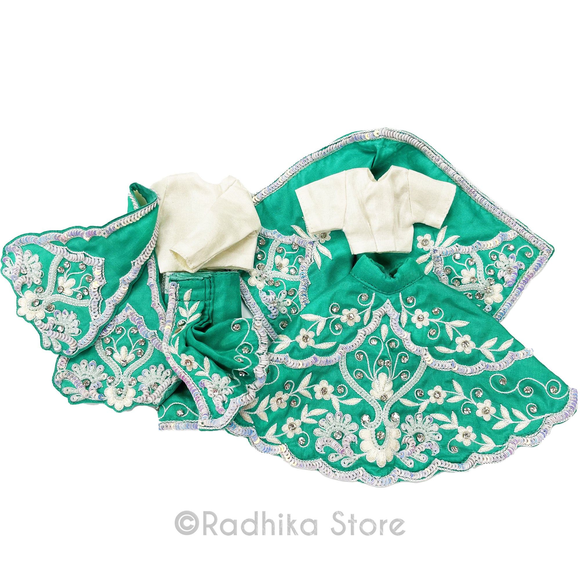 Creamy Dreamy All Season Green - Silk - Radha Krishna Deity Outfit