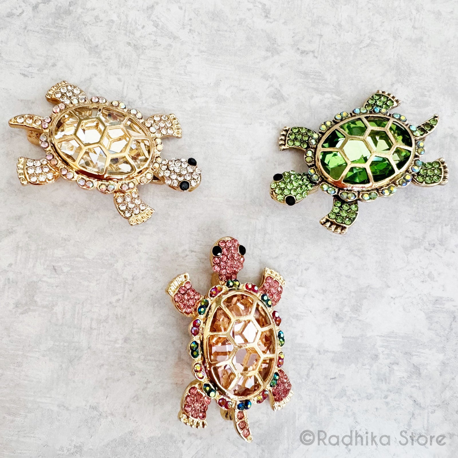 Crystal Kurma Rupa Tortious-Pendant-(Pin)- Choose Color