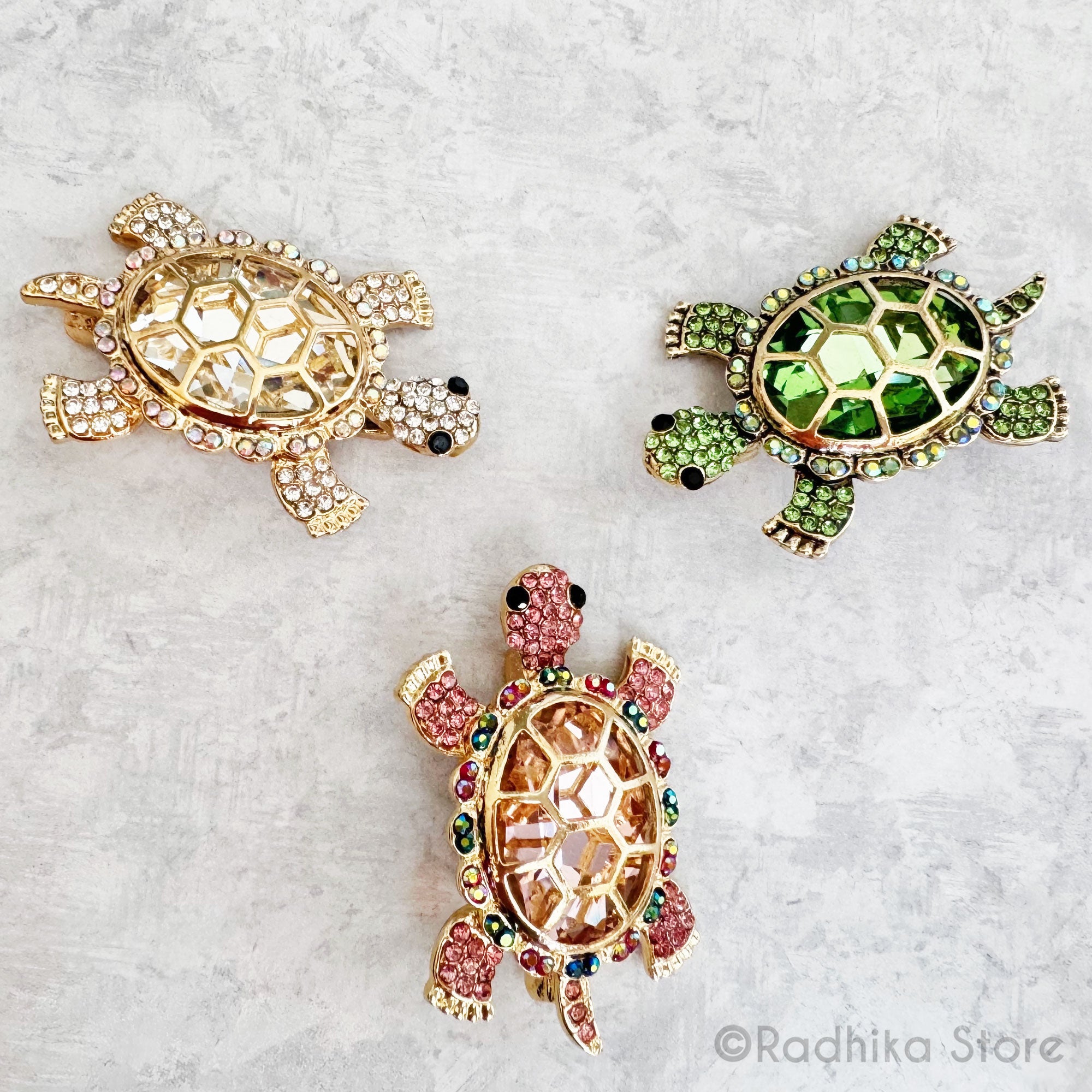 Crystal Kurma Rupa Tortious-Pendant-(Pin)- Choose Color - Radhika Store