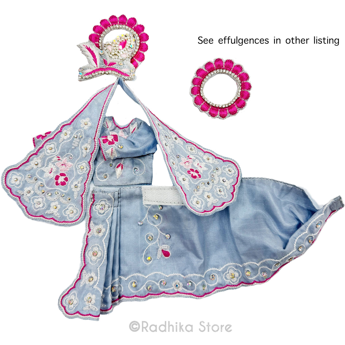 Wonderland - Light Blue Gray - Silk - Radha Krishna Deity Outfit