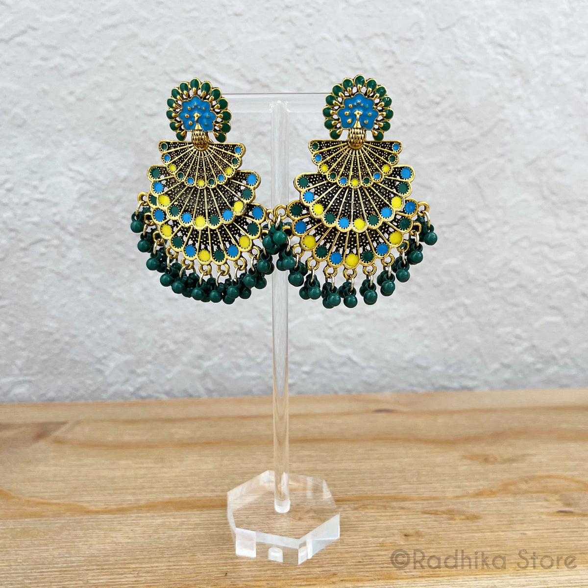 Dancing Peacocks Colorful Jhumka - Earrings