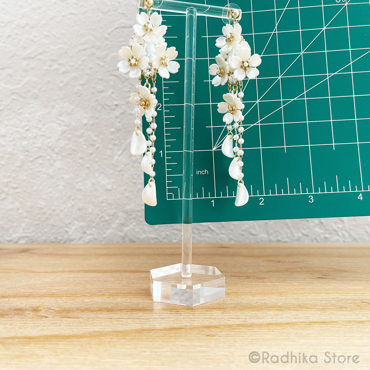 Dangling Mother Of Pearl Flower - Earrings