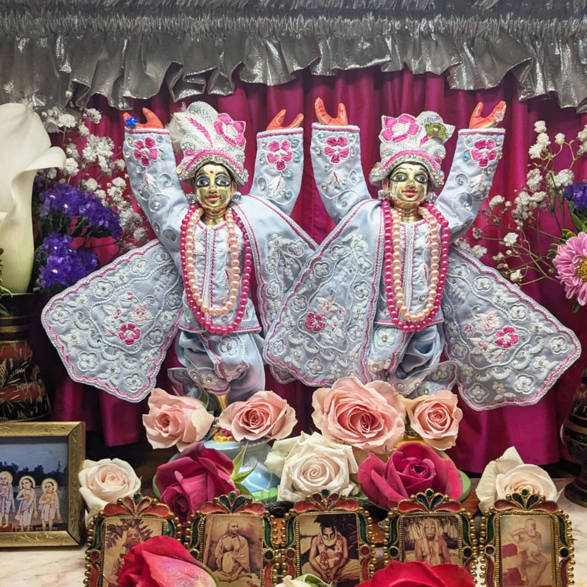 Wonderland - Light Blue Gray - Silk - Gaura Nitai Deity Outfit