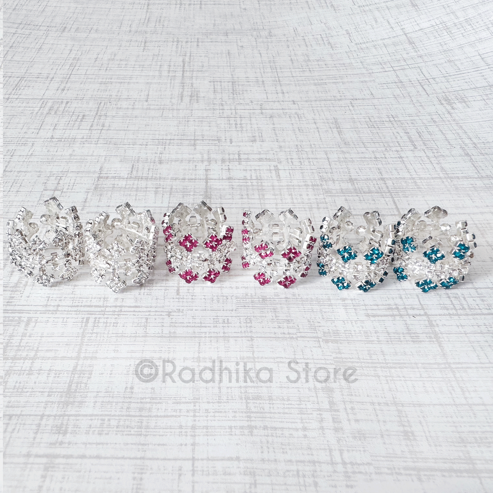 Diamond Flowers -  Silvery - Armlets/Ankle Bells - Set of 2 - Choose Color