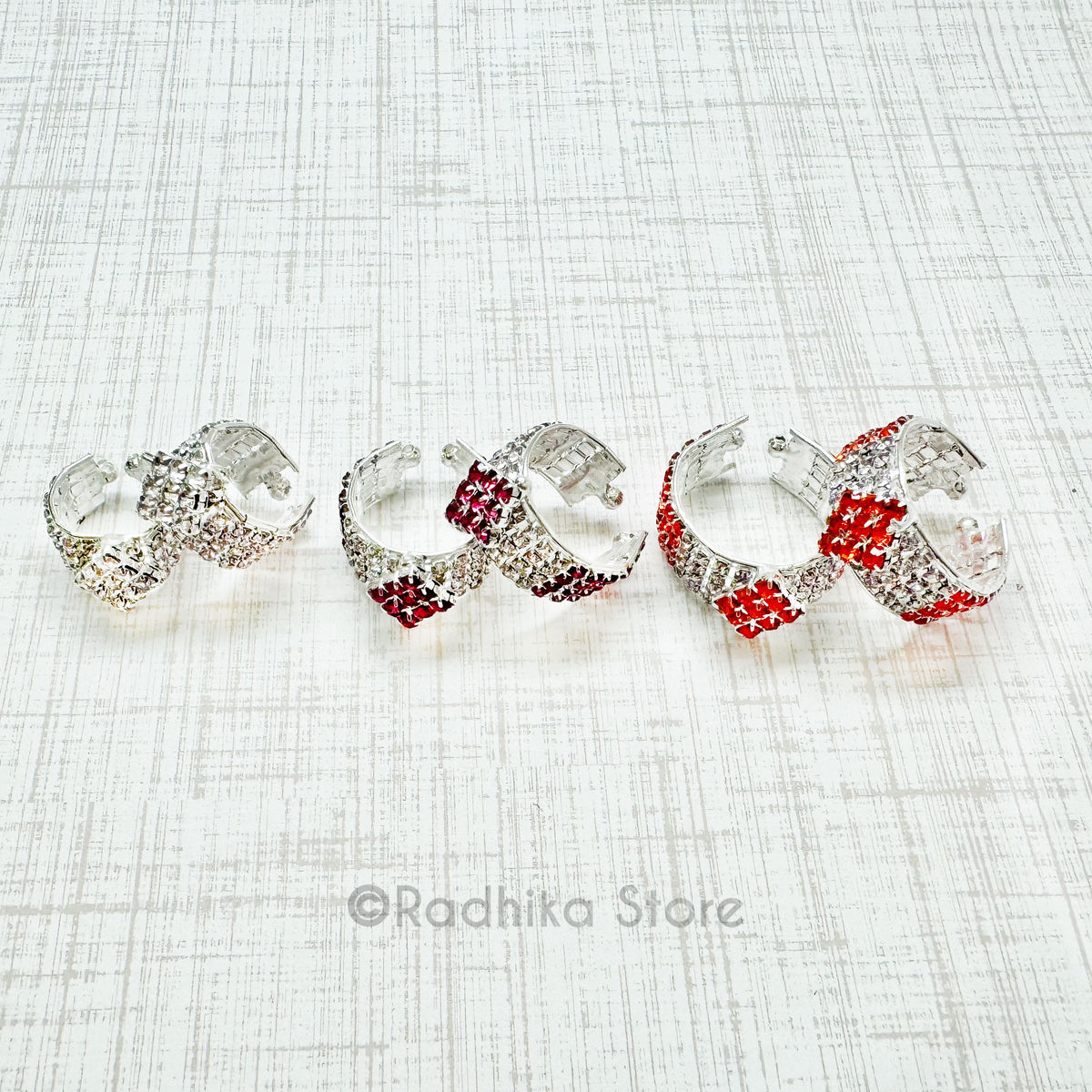 Diamonds are for Krishna - Clear, Purple and Orange - Armlets/Bangles - Set of 2