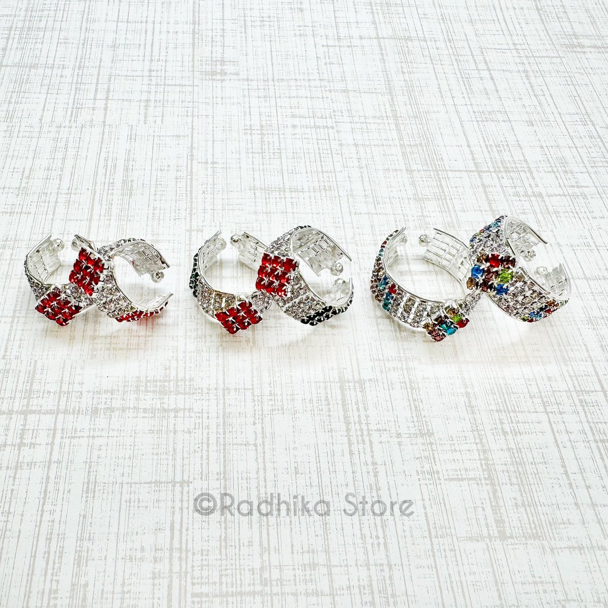 Diamonds are for Krishna - Red, Green and Multi Colors - Armlets/Bangles - Set of 2