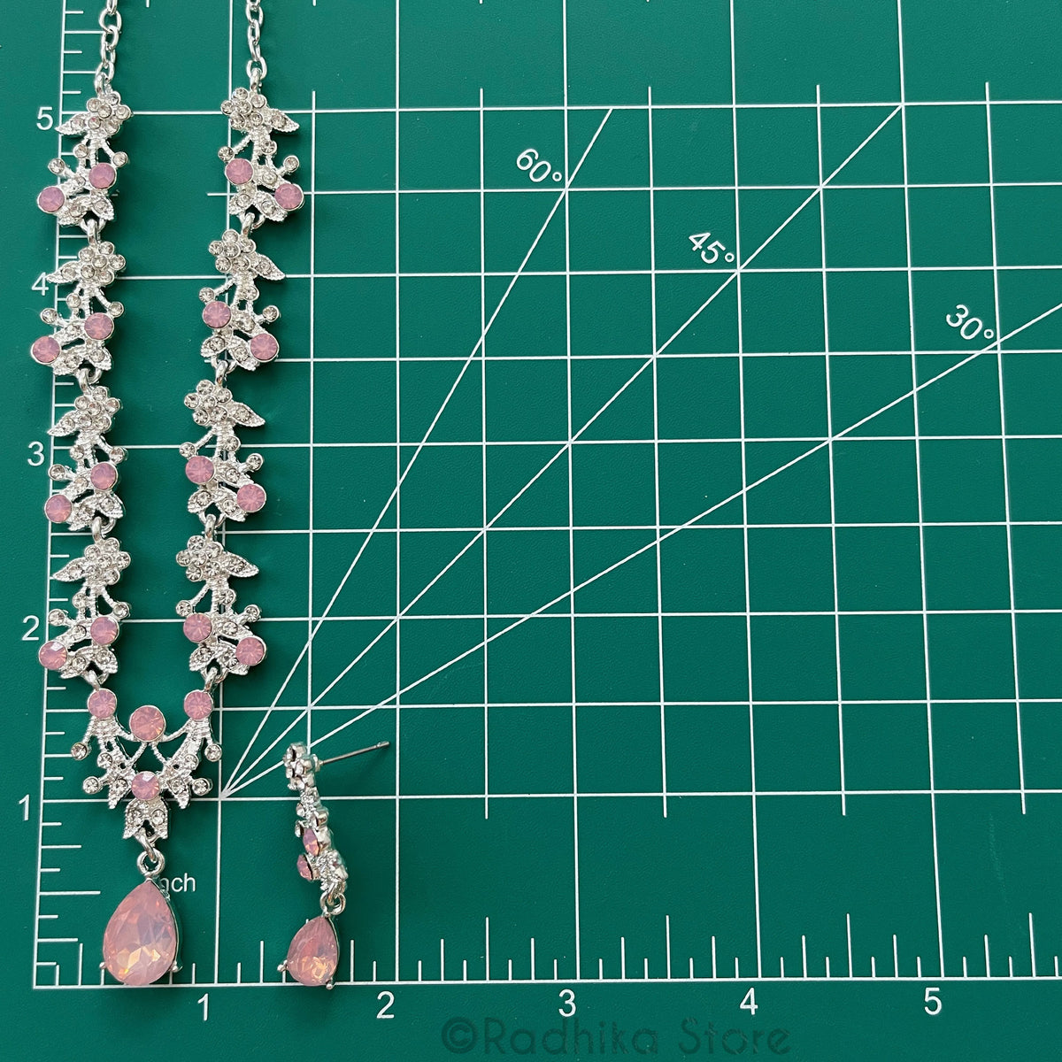 Diamond Vrindavan Dew Drops-Rhinestone Deity Necklace And Earring Set