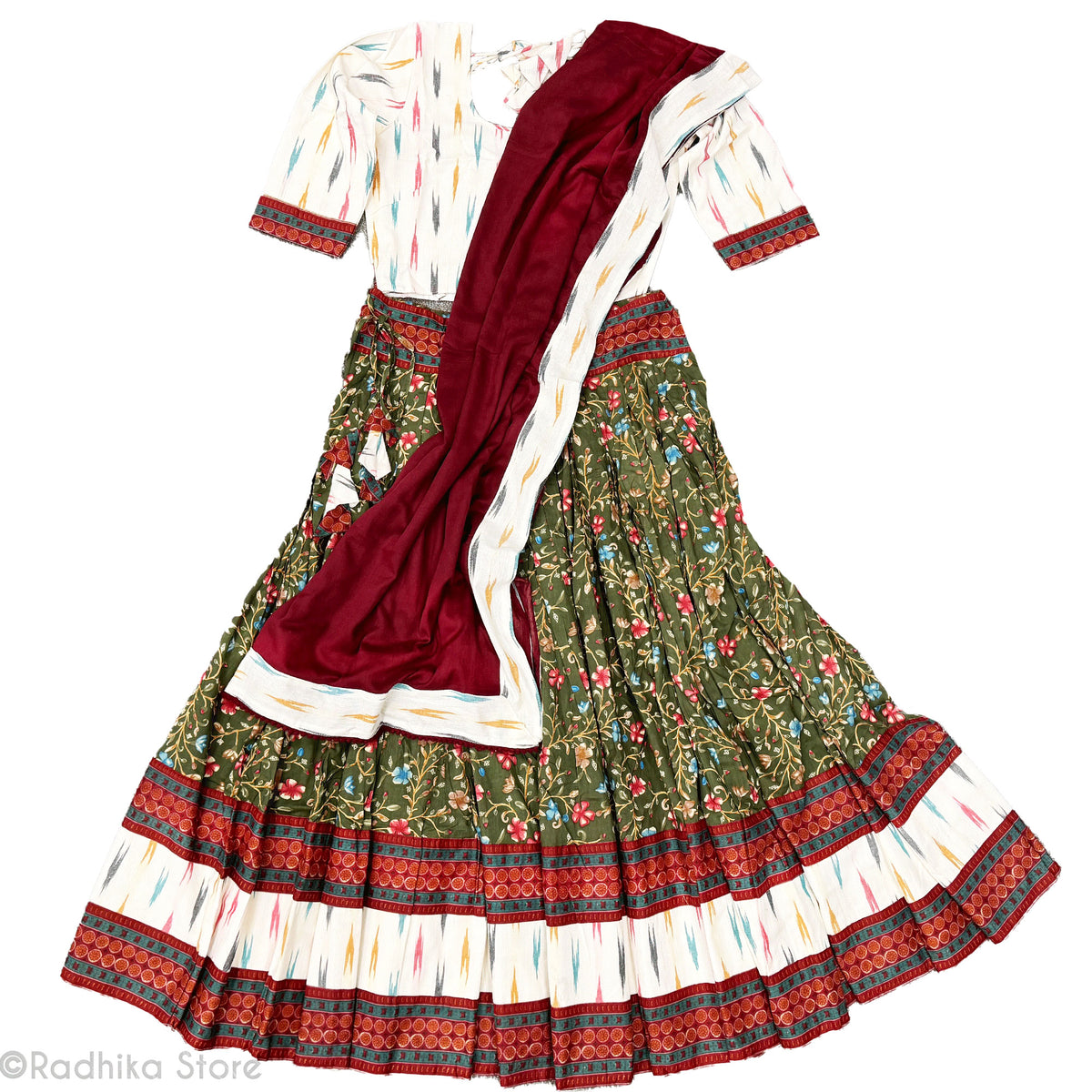 Raman Reti Forest-Cotton-Screen Print- Gopi Skirt - 10 Meter Twirling- S-M-L