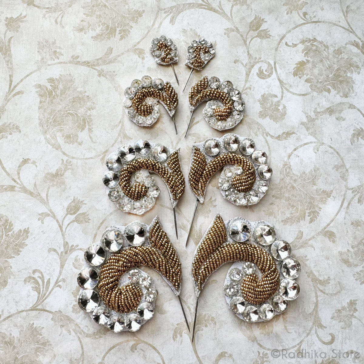 Festival Curls - Earth Tone - Embroidery Turban Pins - Set of 2