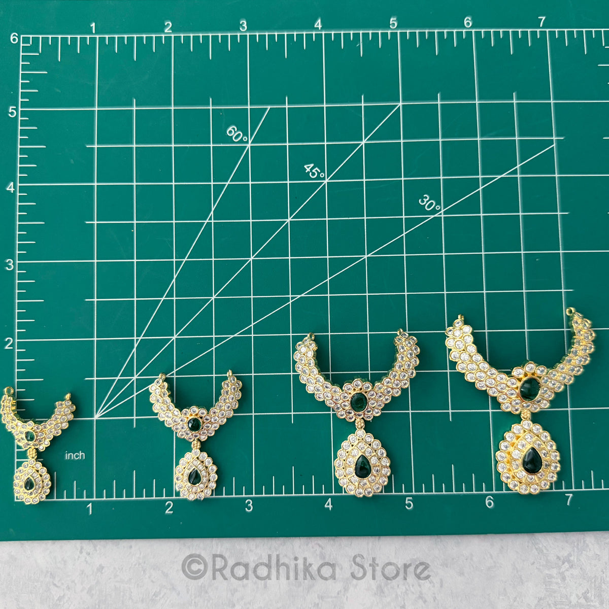 Diamond Teardrop With Ruby and Emerald - Collar - Deity Necklace