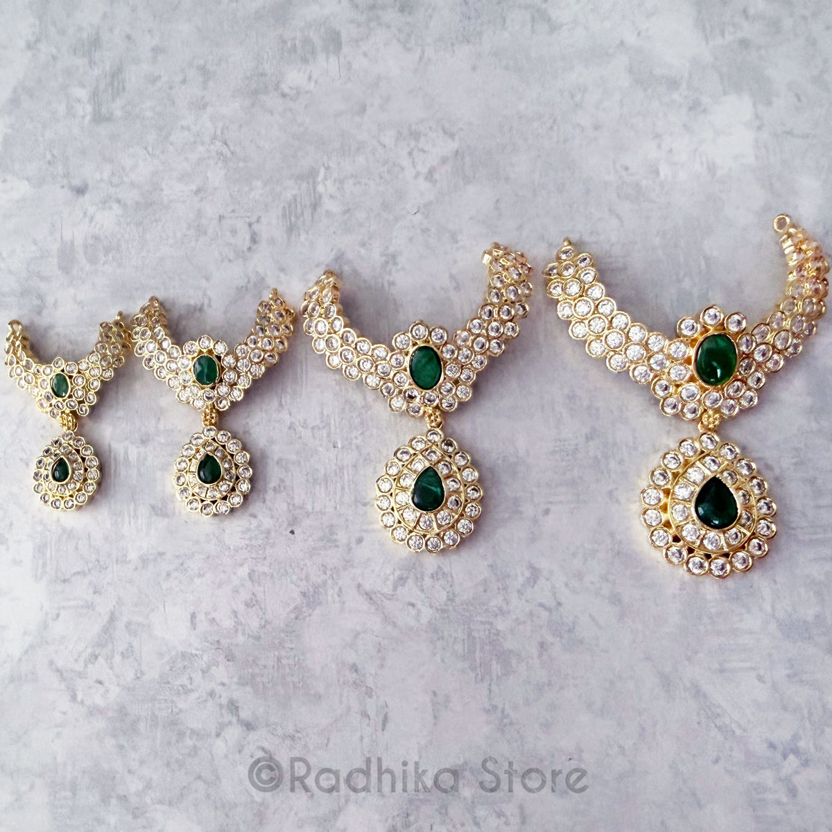 Diamond Teardrop With Emerald - Collar - Deity Necklace