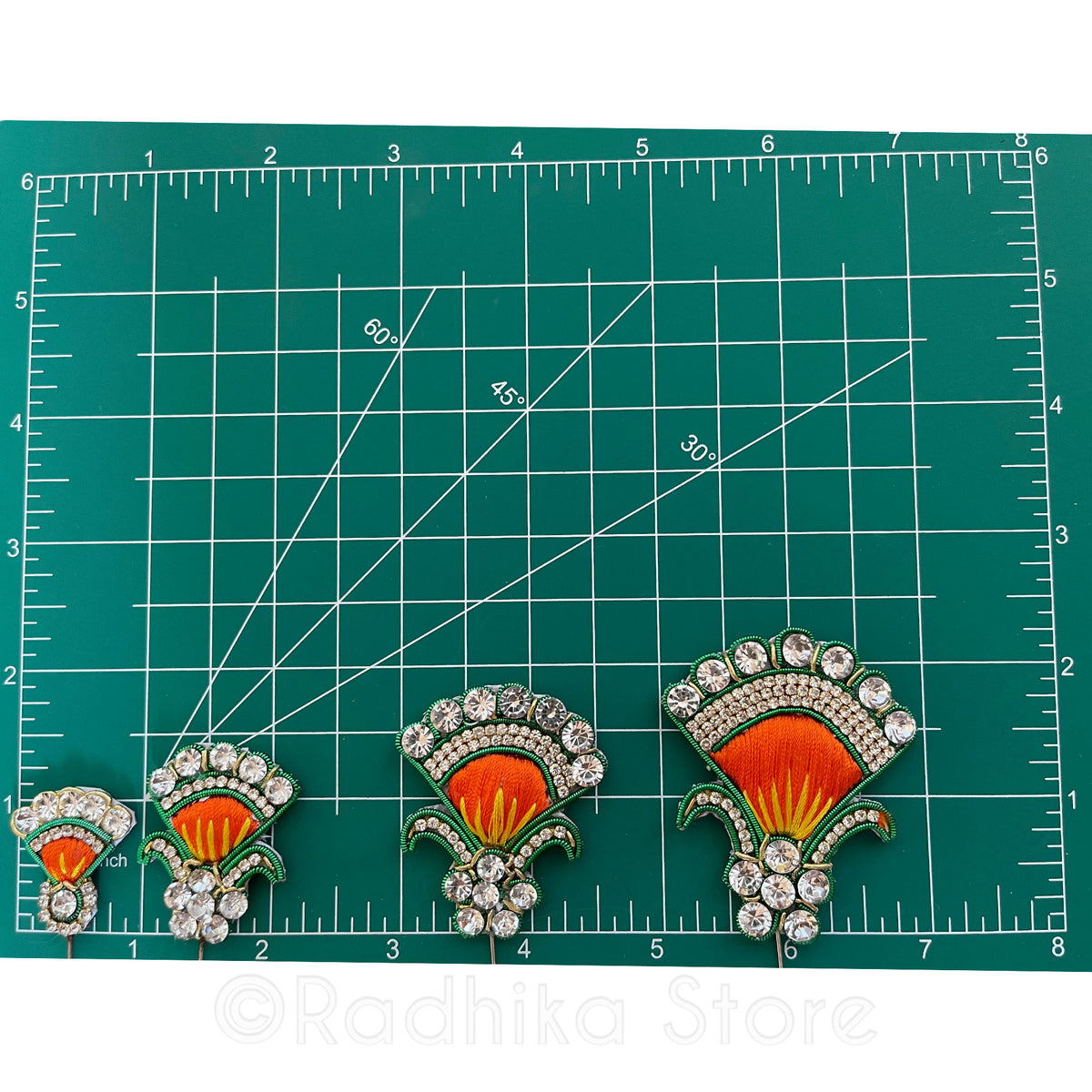 Vrindavan Fan - Cream and Gold - Embroidery Turban Pins Set of 2