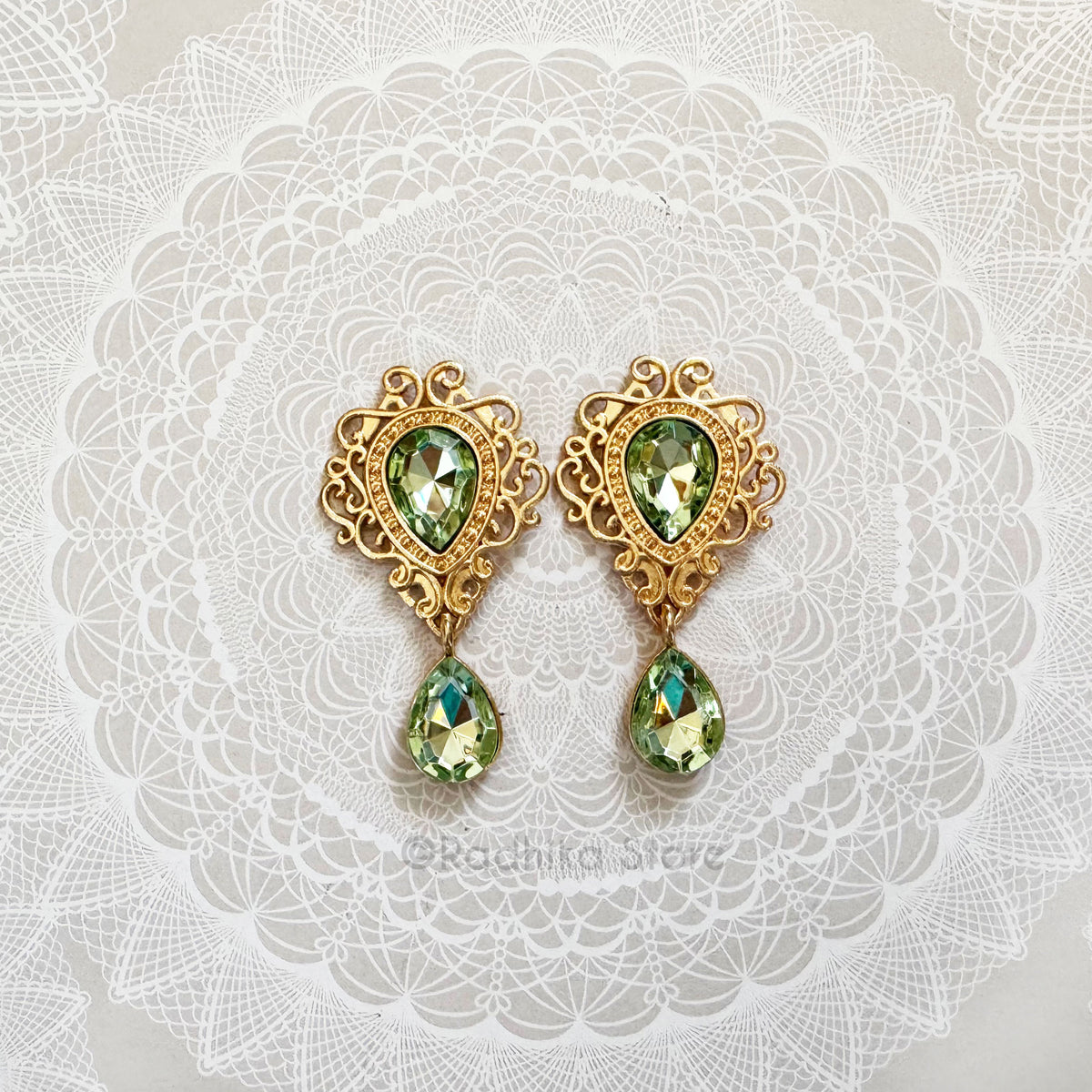 Fancy Teardrop  With  Flat back Deity Earrings