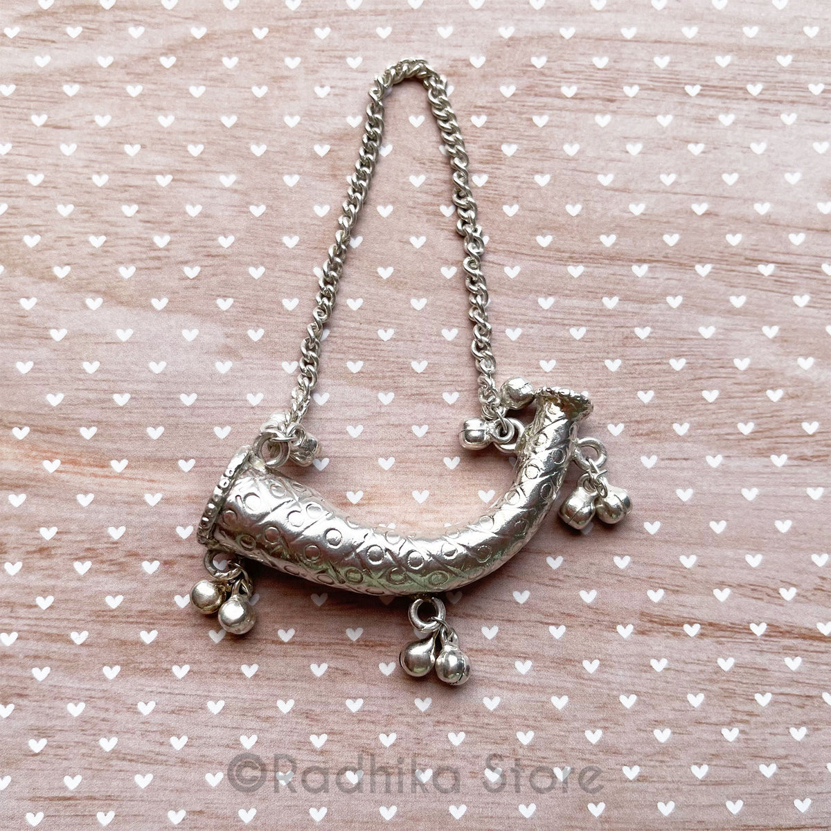 Silver Fancy Carved Deity Bull Horns