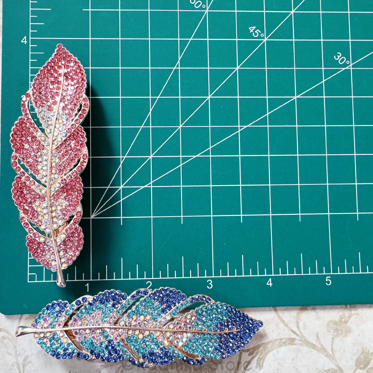 Jeweled Feathers - Pendants - Hair Barrette