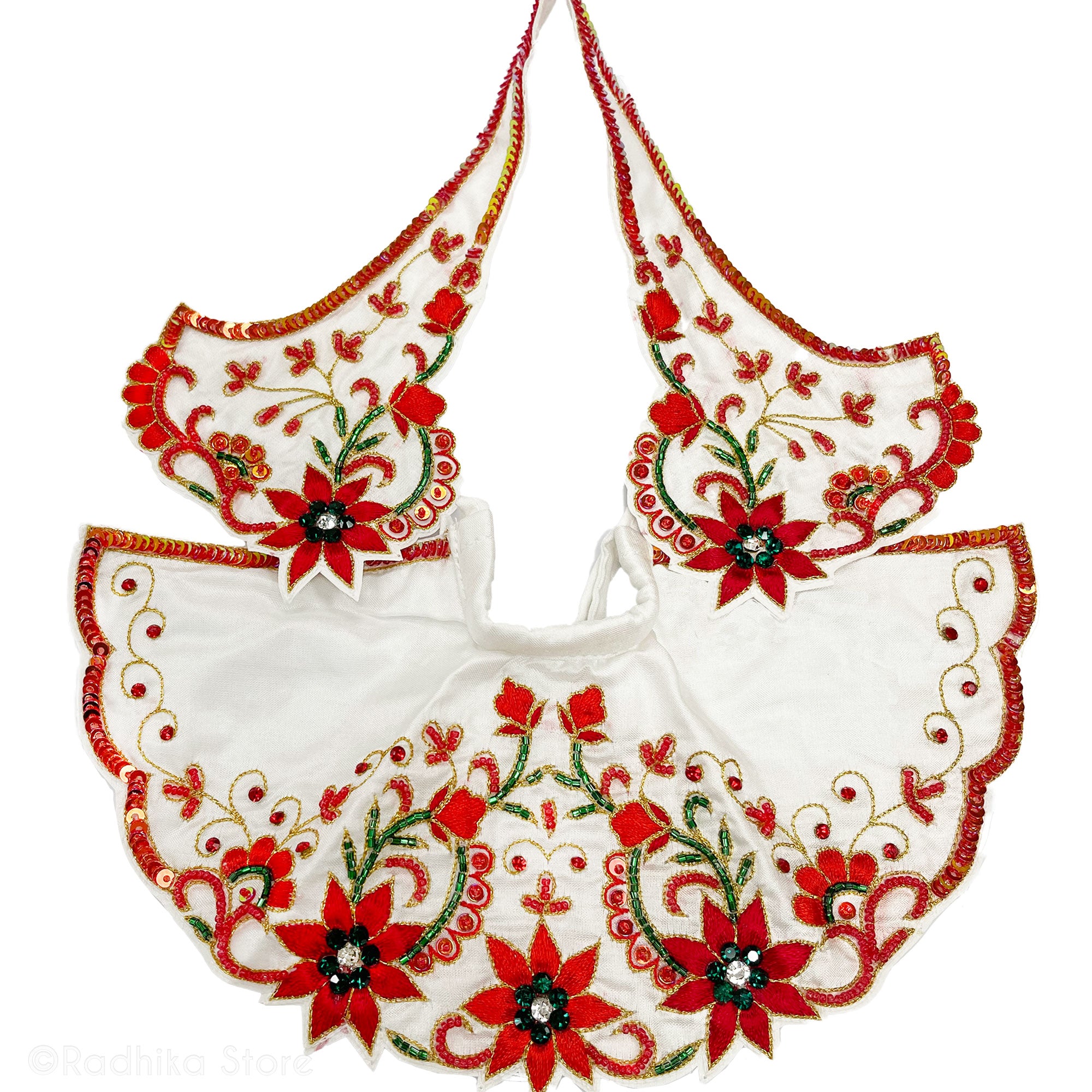 Festival Flowers - White with Red - Silk - Jagannath Baladeva Subhadra Deity Outfit