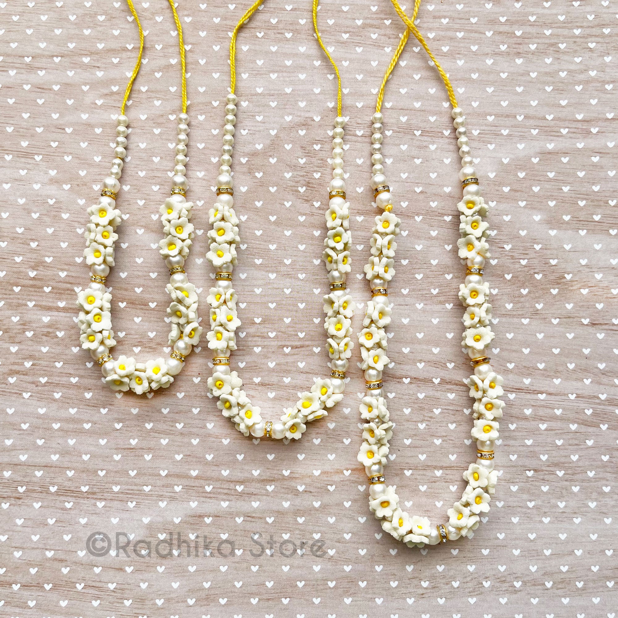 White Vrindavan Flower Necklace