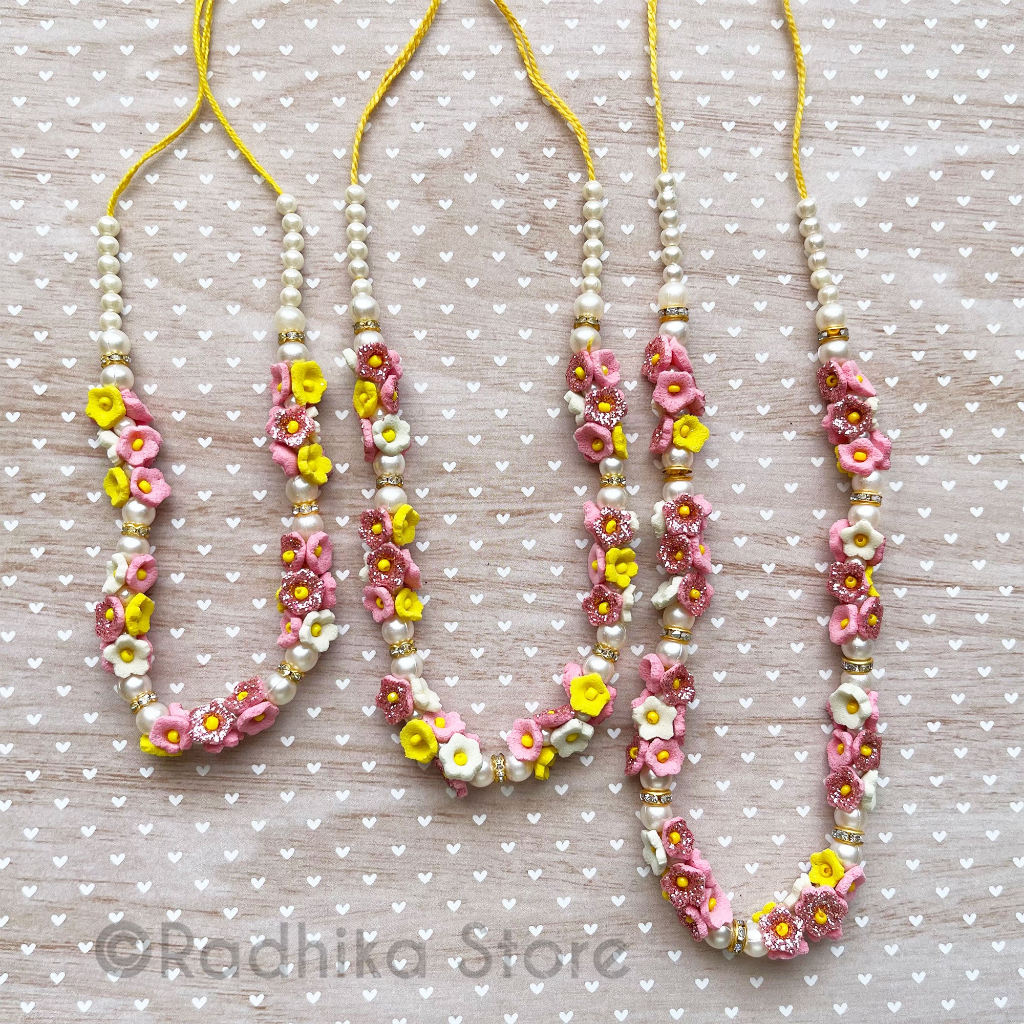 Pink Vrindavan Flower Necklace