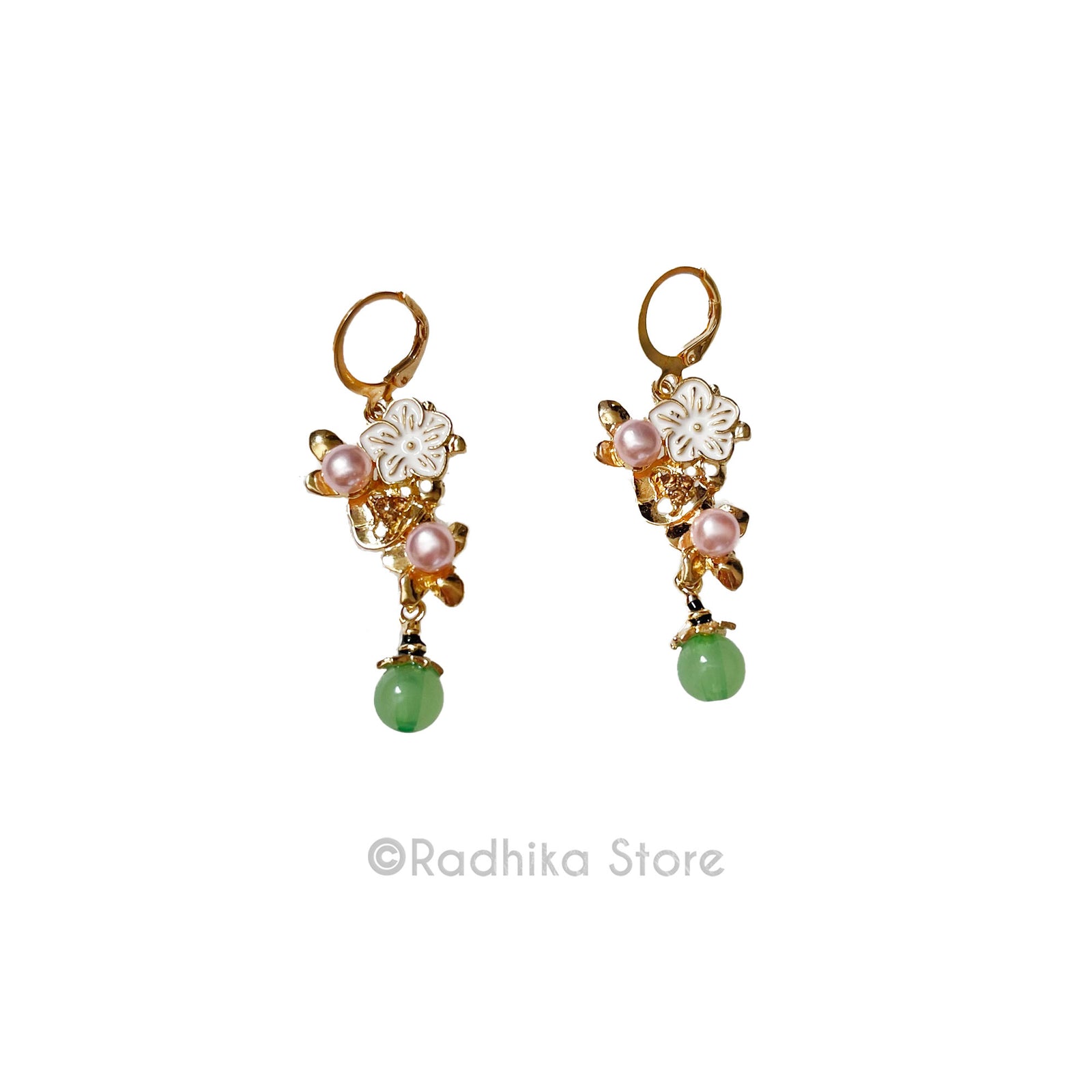 Pink Pearl Vrindavan Flower Earrings