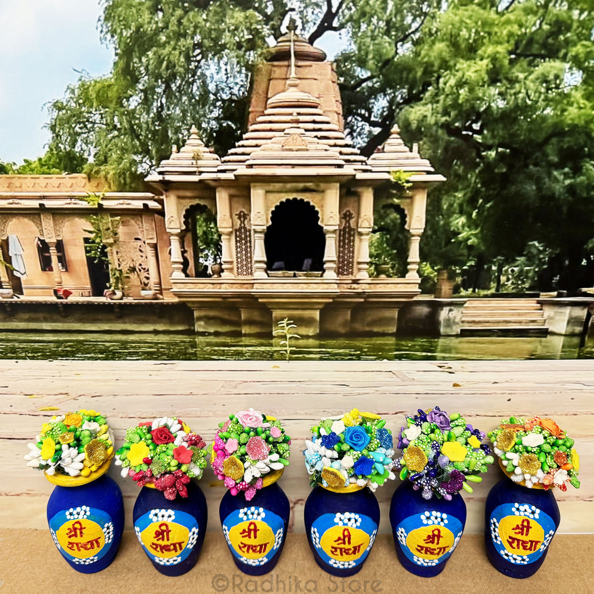 Vrindavan Sri Radha Logo - Miniature Clay Flower Vase