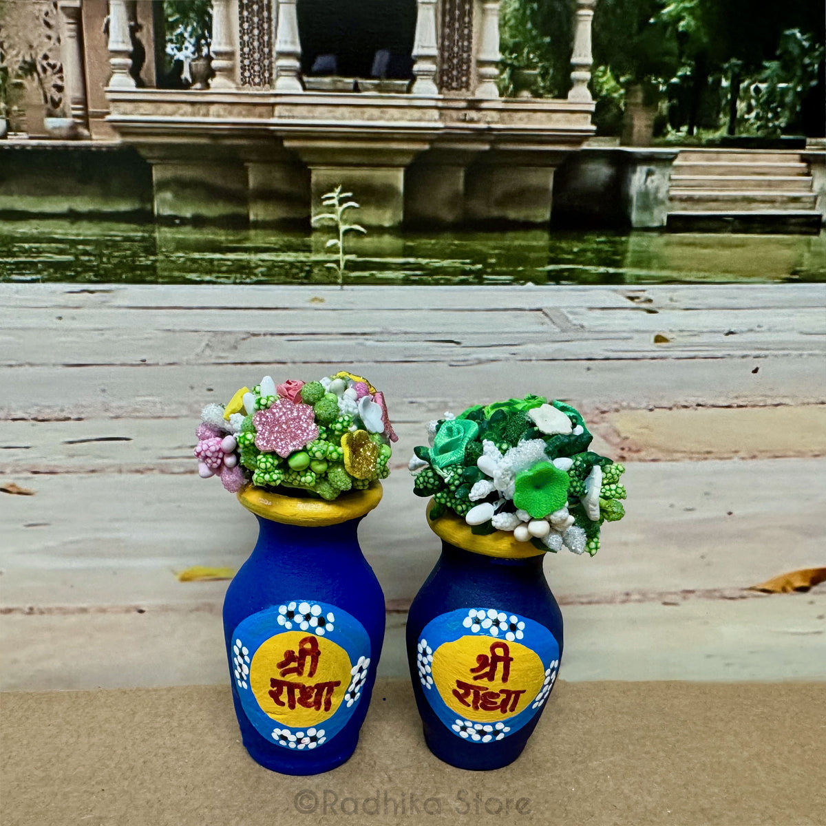 Vrindavan Sri Radha Logo - Miniature Clay Flower Vase