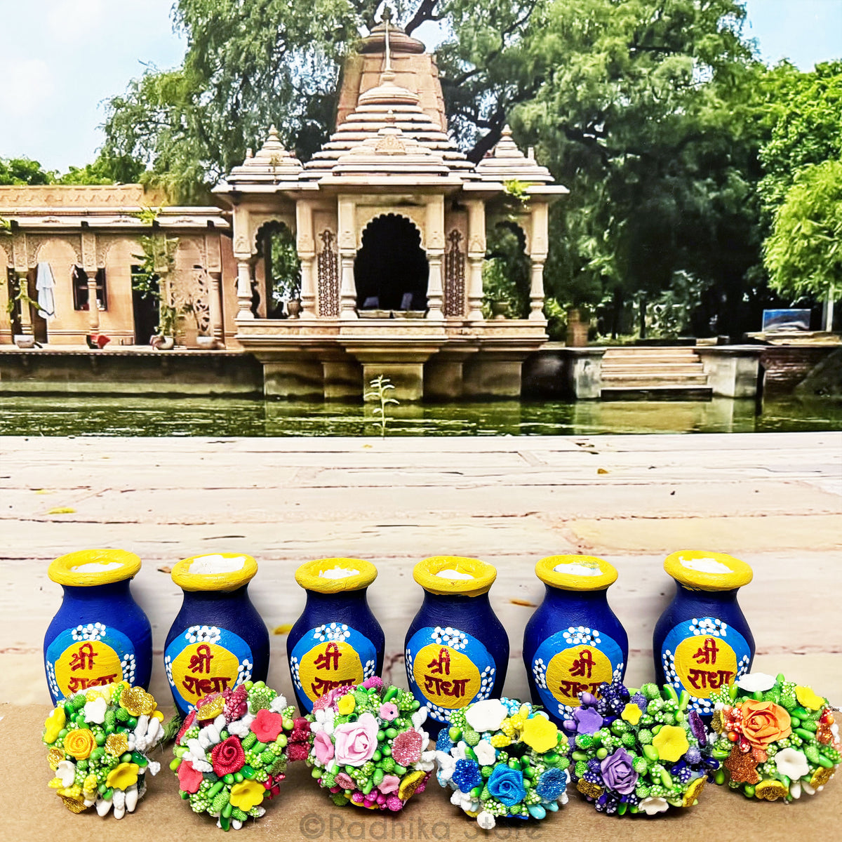 Vrindavan Sri Radha Logo - Miniature Clay Flower Vase